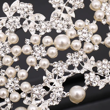 Luxuriou Cristal Pearl de Culoare Argintie de Păr Bijuterii de Mireasa Tiara Mireasa Crown Cap Bijuterii Bal Caciulita Nunta Accesorii de Par