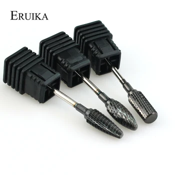 ERUIKA 3 Tip Negru Acoperite cu Carbură de Unghii Burghiu freza pentru Masina de Manichiura Aparate Accesorii Unghii Roti Instrumente