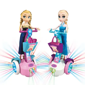 Disney Jucarii Printesa Frozen Anna Elsa Papusi Mini Echilibrare Mașină de Muzica cu lumini Jucarii Copii Snow Queen păpuși Printesa cadou Fete