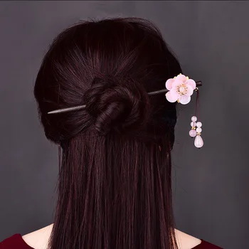 Roz Flori Ac de păr Retro Etnice Stil de Păr Elegant de Bijuterii Chineză Accesorii de Îmbrăcăminte Ac de par pentru Mireasa Prietenele Cadou