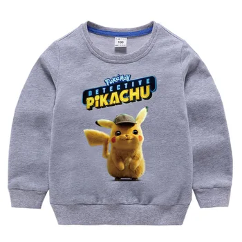 Takara Tomy T-shirt Mâneci Lungi din Bumbac pentru Copii Tricou Pokemon Pikachu Pentru Copii Baieti Fete Haina Bluze Hanorace Imbracaminte
