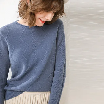 Femei pulover de iarna geometrice pulover feminin cald gât pulovere tricotate sacou cu mâneci lungi scurte elegante, topuri