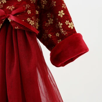 2021 chineză ziua de anul nou haine copii de varsta 9 luni - 10 ani fete pentru copii qipao rochie de epocă cheongsam roșu copii haine de gala