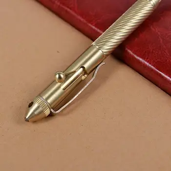 Alamă de înaltă Calitate Auto-Apărare Tactice Pen Șurub Comutator Minge Punct de Scris Stilou Pentru Exterior Tabără EDC Instrument de Cutie de Cadou