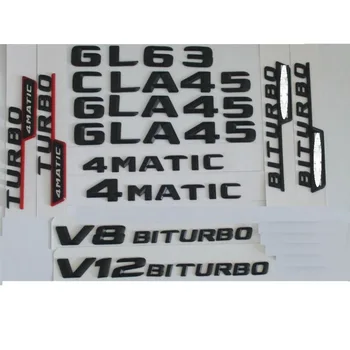 3D, Negru Mat Portbagaj Litere Insigna Emblema Embleme, Insigne Autocolant pentru Mercedes Benz GL63 GLA45 CLA45 V8 V12 BITURBO AMG 4MATIC