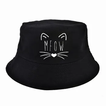 Miau pisica drăguț Găleată Pălărie de femei de protecție Solară Capace de Vară de Pescuit, de vânătoare pălărie de Bumbac casual pescar pălărie de fata baiat