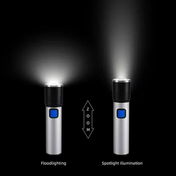 COBA led lanternă tactică 4 moduri Q5 lanterna lampa flash, built-in baterie usb reîncărcabilă impermeabil zoomable lumina strobe
