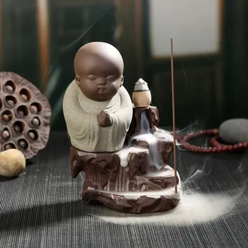 Ceramica Buddha Arzător De Tămâie Creative Little Monk Mici Refluxul Tămâie Titularul Biroul De Acasă Cădelniță De Artizanat Decor
