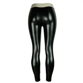 Sexy PU Negru Faux din Piele Jambiere Strălucitoare Femei Pantaloni scurți de Înaltă Talie Scrisoare Întinde Moda pentru Femei Leren Legging Leggins Mujer
