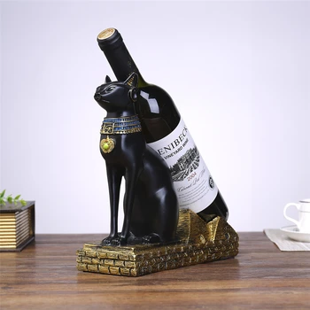 VILEAD 25cm Rășină Pisica Egiptean Dumnezeu Rack de Vin Figurine de Animale Ornamente Suport de Sticlă Europene Decor Creativ Hogar