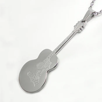Din Oțel inoxidabil de Placate cu Argint Super Star Memorial Chitara Colier Scrisoare Elvis Presley Pandantiv Colier Bijuterii Cadou 50cm Lungime