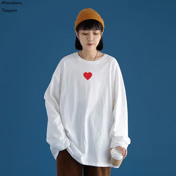 Noi Bumbac Femei T Shirt De Imprimare Inima Plus Dimensiune Maneca Scurta Topuri De Moda Casual Liber Maneca Lunga Tricouri De Sex Feminin