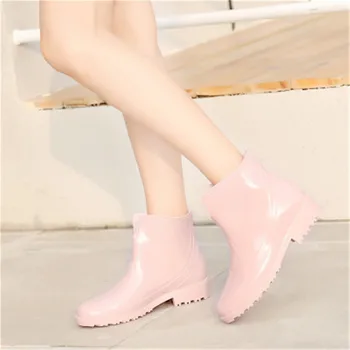 Toamna Iarna Femei din Pvc Gumboots Moda scurt cizme de ploaie impermeabil pantofi plat pentru femei apa de ploaie din cauciuc cizme glezna botas