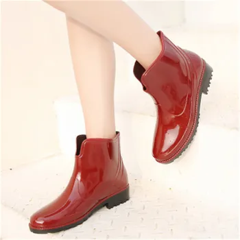 Toamna Iarna Femei din Pvc Gumboots Moda scurt cizme de ploaie impermeabil pantofi plat pentru femei apa de ploaie din cauciuc cizme glezna botas