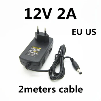 2M 2 metri de cablu de 6,5 ft 12v 2a 2000 ma Încărcător de Alimentare Adaptor de Alimentare de 12 V Volt Pentru Benzi cu LED-uri aparat de Fotografiat CCTV UE PLUG SUA