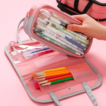De mare capacitate, caz creion Transparent estojo escolar Kawaii estuche escolar rechizite trousse scolaire stylo caseta de creion