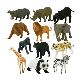 12pcs Mini Animal World Zoo Animal Figura Model de Acțiune Set de Jucării de Desene animate de Simulare Animal Minunat Plastice de Colectare de Jucării Pentru Copii