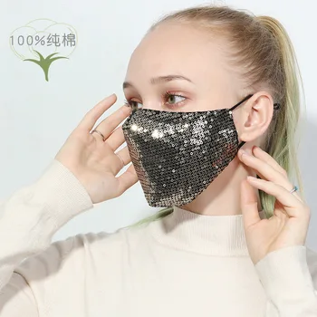 2020 Moda Sequin Gura Masca Anti-praf Reutilizabil bling strălucitoare Masti de Fata din Bumbac Anti-ceata Gura-mufla de îngrijire a Feței Acoperi Masca