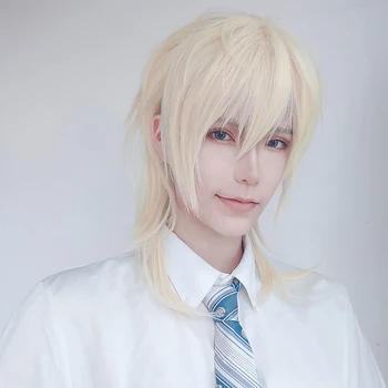 MEIFAN Scurt Cosplay Lolita Anime Peruca sex Masculin Parul Drept Temperatură Înaltă Fibre Sintetice părul Lung Blond Peruca pentru Barbati