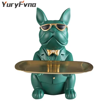 YuryFvna Bulldog Sculptura Decor De Masă Multifuncțional De Birou Depozitare Statuie Decorative Monedă Banca Cameră Decor Figurine