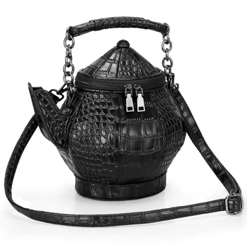 3D carafă femei geanta ceainic bag PU Găleată Lanțuri Solide cu Fermoar Stil Chinezesc geantă de mână de mare capacitate, de personalitate, de originalitate