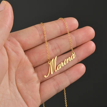 UZone Din Oțel Inoxidabil Personalizate Personalizate Numele Colier De Aur Personalizate Plăcuța Cravată Coliere Pentru Femei Cadouri Aniversare