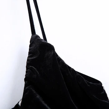 2020 Nouă Femei Sexy Negru de Catifea Simt Rochie fără Mâneci culoare Solidă Tipărite Sling Sundress Bodycon Mini Creion Vestidos