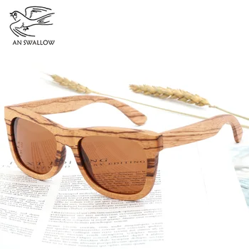 Autentic Lemn Zebra ochelari de Soare Polarizat Manual de Bambus pentru Bărbați ochelari de Soare Retro Ceai Dna Gafas Oculos De Sol Madera