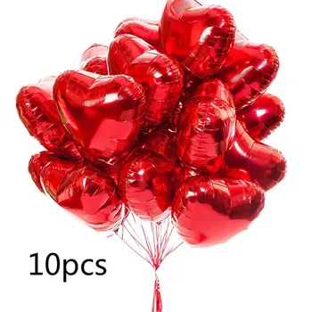 10buc 18 Inch, Rose de Aur Roșu Folie, Baloane Inima Căsătorie Heliu Balon Gonflabil Metalice Nunta, Petrecere de Aniversare Cadouri Decor