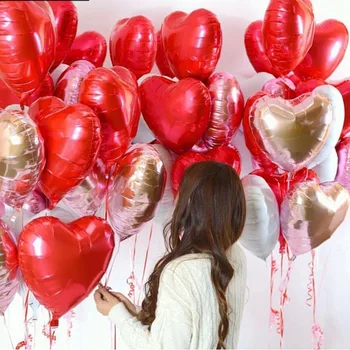 10buc 18 Inch, Rose de Aur Roșu Folie, Baloane Inima Căsătorie Heliu Balon Gonflabil Metalice Nunta, Petrecere de Aniversare Cadouri Decor