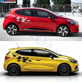 RS Sport Styling Portiera Laterală Decor Autocolant de Curse Zăbrele Grafică de Vinil Decal Pentru Renault Clio piese Auto Autocolante Personalizate