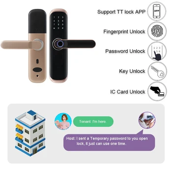 RAYKUBE Inteligent de Blocare a Ușii de Sprijin TTlock APP Bluetooth de Amprente / Parola / Smart Card / Key Cu Îngropate de Blocare de Aur X3