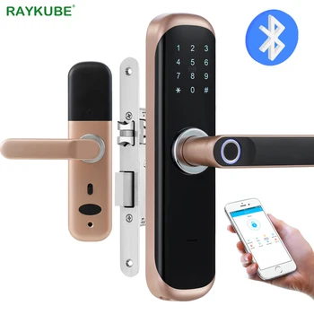 RAYKUBE Inteligent de Blocare a Ușii de Sprijin TTlock APP Bluetooth de Amprente / Parola / Smart Card / Key Cu Îngropate de Blocare de Aur X3