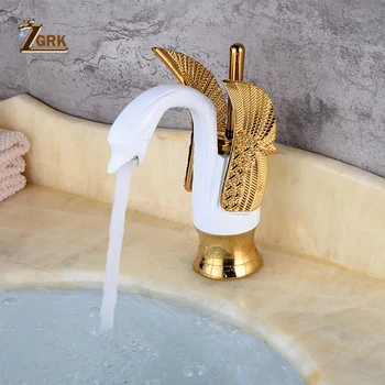 ZGRK Bazinul Robinete Nou Design Swan Robinet Placat cu Aur chiuveta Robinet Hotel de Lux de Aur de Cupru Robinete Robinetele calde și reci