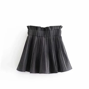 Sexy înaltă talie mini fuste femei Vintage din bumbac negru carouri fusta plisata Streetwear jupe femme coreean fusta de vara 2019