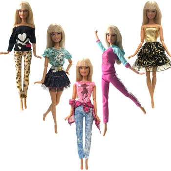 NK 5 Buc/Set Mix Rochie de Păpușă Frumoasă Handmade Haine de Petrecere de Top Rochie de Moda Pentru Barbie Nobil Papusa cel Mai bun Copil Fete JJ ' gift