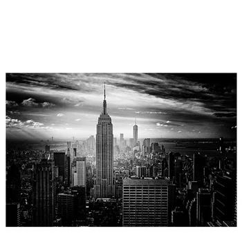 New York Manhattan Alb Negru Clădire Panza Pictura Postere si Printuri Scandinave Arta de Perete de Imagine pentru Camera de zi