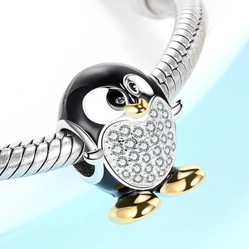 SG argint 925 Animal email Negru pinguin drăguț urs margele farmece pentru femei fit original Europa brățară bijuterii