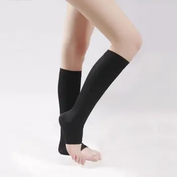 18-21mm Hg COMPRESIE GENUNCHI RIDICAT Deschis Deget de la picior Ciorapi Barbati Femei Ciorapi de Sprijin Dans Balet Ciorap Șosete Genunchi Ridicat