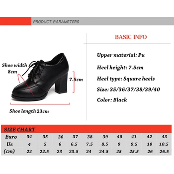 Lucyever de Înaltă Calitate Pu Piele Toc Patrat Glezna Cizme pentru Femei de Moda Dantela Sus Pantofi Office Femeie Negru rezistent la apa Botas