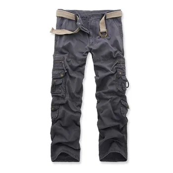 Mens Marfă Armată Pantaloni din Bumbac Pantaloni în aer liber în Vrac la Modă Solid Camuflaj Nou Buzunare 5Colors Plus Dimensiune