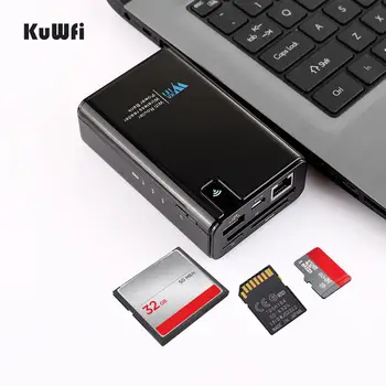 KuWFi cotă de Date Wireless Power bank de Călătorie Router Wireless , Cititor de Carduri SD Connect Portabil Hard Disk SSD pentru iPhone iPad