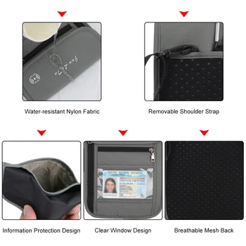 Lixada Călătorie Carte de Saci de Gât Husa Portofel Cheie Sac cu RFID Blocking pentru Barbati Femei Pașaportul Titularului Documentului Organizator Bag Cardul