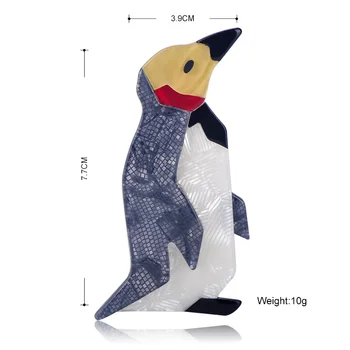 Blucome Nou Stil De Moda Pinguin Forma Mare Brosa Acrilice Animal Corsaj Femei Copii Pulover Sac Haina Catarame Piept De Bijuterii