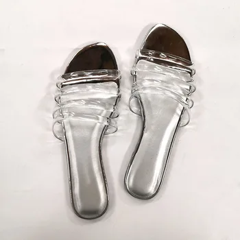 Deget de la picior deschis Transparent Doamnelor Sandale 2020 Curea Plat cu Vara Purta Sandale Retro Plaja Pantofi pentru Femei Pantofi pentru Vara