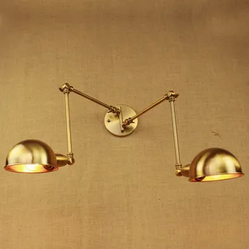 Design de epocă de lux din alama de aur cap dublu braț leagăn Edison E27 lampă de Perete led Reglabil de Perete din Metal Corpuri de iluminat Pentru dormitor