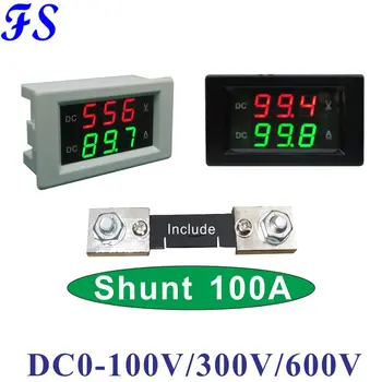 100A cu Șunt 100A/75mV DC 0-100V 300V 600V Voltmetru Ampermetru Digital cu LED-uri Tensiune de Curent Dual Metru Volt Amp Panoul Monitor