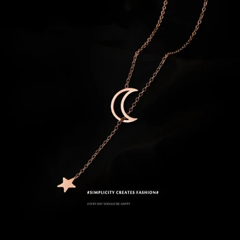 TOSOKO Bijuterii din Oțel Inoxidabil de Stele Luna Colier Clavicula Lanț Star Luna Pandantiv Moda pentru Femei Lanț BSP315