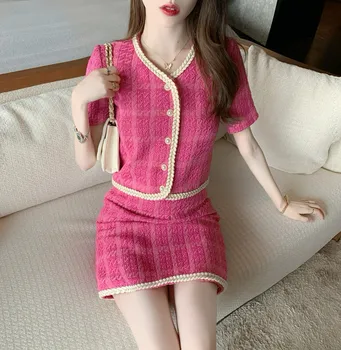 Vara Toamna Tricotate 2 Bucata Set Tinutele Femeilor Cardigan Top Trunchiate Jacheta + Mini Bodycon Fusta Set Coreean Costum De Potrivire Seturi