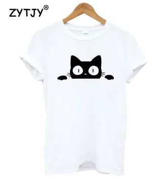 Pisica trage cu ochiul de Imprimare Femei tricou Casual, din Bumbac Hipster Amuzant tricou Pentru Fete de Top Lady Tumblr Picătură Navă BA-268